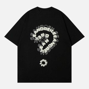 question mark embroidered tee   chic & youthful design 7312