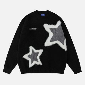 quirky 3d star plush sweater youthful & trendy design 1799