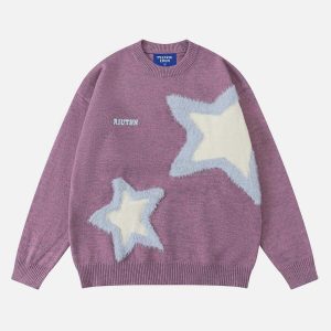 quirky 3d star plush sweater youthful & trendy design 3668