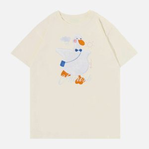 quirky cartoon duck patchwork tee youthful design 8197