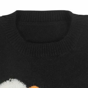 quirky cartoon goose sweater   youthful knit charm 7435