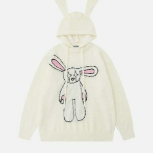 quirky cartoon rabbit hoodie 1490