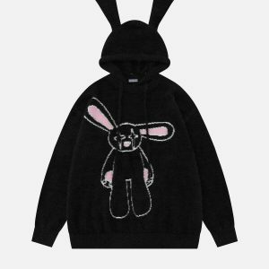 quirky cartoon rabbit hoodie 4494