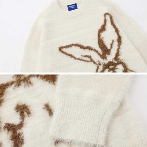 quirky cartoon rabbit sweater   youthful jacquard charm 2326