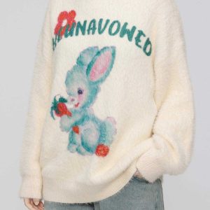 quirky cartoon rabbit sweater youthful urban style 1024