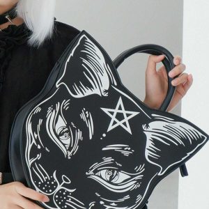 quirky dark cat backpack   youthful & urban style 4971