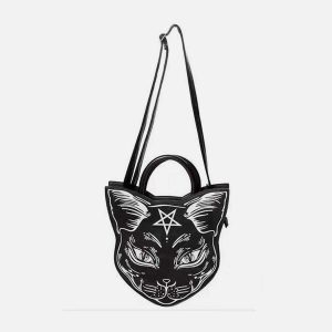 quirky dark cat backpack   youthful & urban style 8496