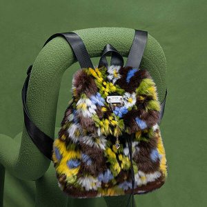 quirky fleece flower backpack   youthful & trendy design 8978