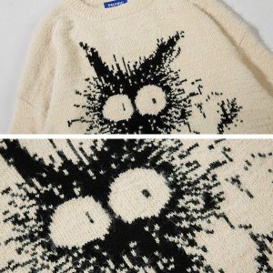 quirky fun cat sweater   youthful & trendy comfort 8669