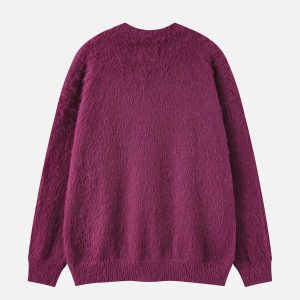 quirky fuzzy kitty sweater   chic y2k streetwear charm 8738