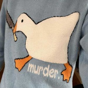 quirky murder goose knit sweater   cute & edgy comfort 2496