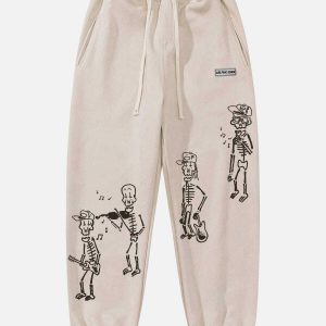 quirky people print sweatpants   youthful urban comfort 4428