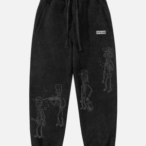 quirky people print sweatpants   youthful urban comfort 5890