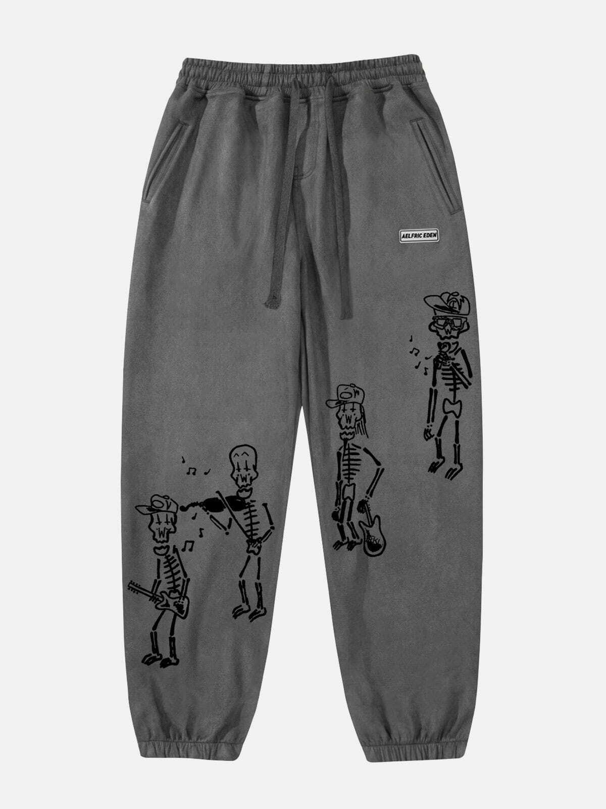 quirky people print sweatpants   youthful urban comfort 6535