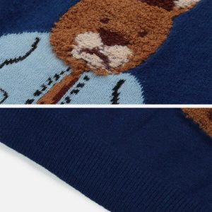 quirky rabbit panel sweater crafted with unique style 1762