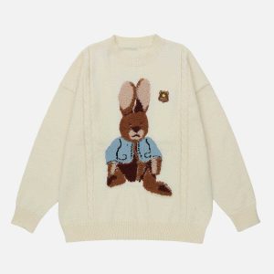 quirky rabbit panel sweater crafted with unique style 3796