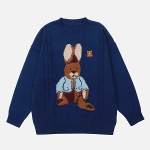 quirky rabbit panel sweater crafted with unique style 5587