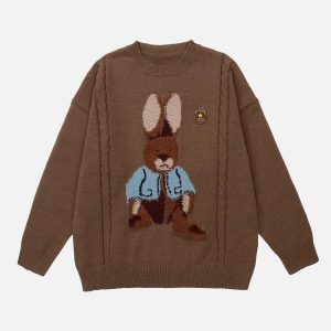 quirky rabbit panel sweater crafted with unique style 6471