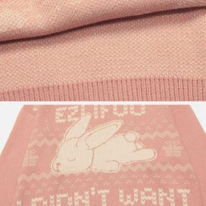 quirky rabbit print sweater youthful & cozy style 5619