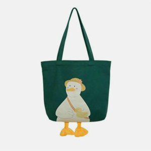 quirky straw hat duck canvas bag   youthful urban charm 6142