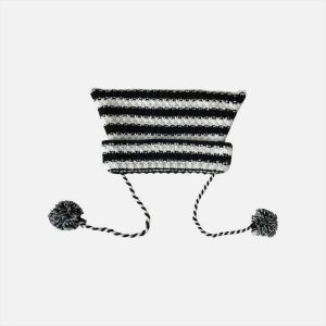 quirky striped cat ear hat   youthful & edgy appeal 1258