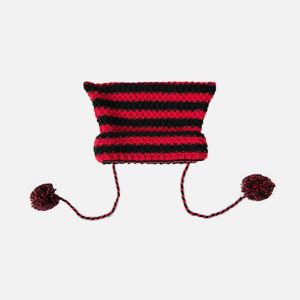 quirky striped cat ear hat   youthful & edgy appeal 5817