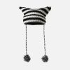 quirky striped cat ear hat   youthful & edgy appeal 7607