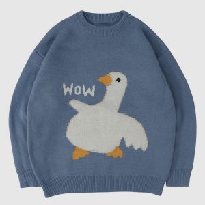 quirky wow goose sweater   youthful & trendy comfort 4538