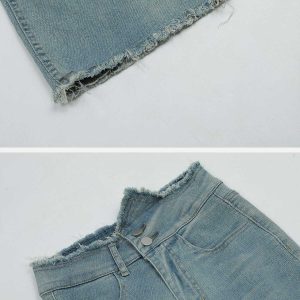 raw edge highrise flared jeans sleek & youthful style 2953