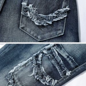 raw edge jeans with pocket design sleek urban appeal 3679