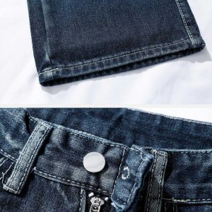 raw edge jeans with pocket design sleek urban appeal 8858