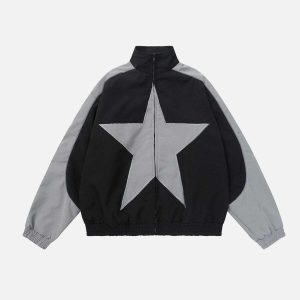 reflective star jacket with zipper   edgy urban appeal 3397
