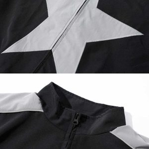 reflective star jacket with zipper   edgy urban appeal 3522
