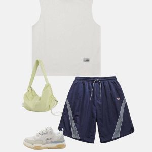 reflective stripe shorts   dynamic & youthful urban style 3631
