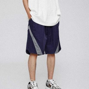 reflective stripe shorts   dynamic & youthful urban style 6887