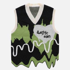 retro 'ice cream' sweater vest   vibrant & edgy 6348