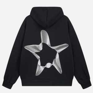 retro 3d star hoodie   zip up design for urban chic 4692