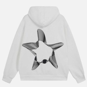 retro 3d star hoodie   zip up design for urban chic 4807