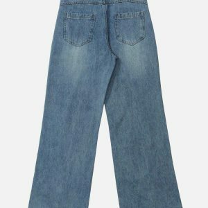 retro arc solid jeans   vintage & sleek streetwear staple 6248