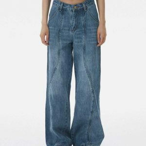 retro arc solid jeans   vintage & sleek streetwear staple 7330