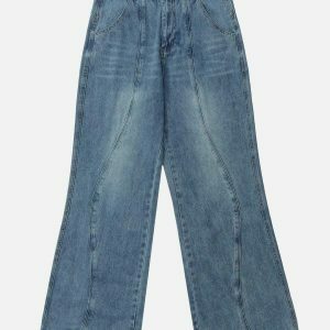 retro arc solid jeans   vintage & sleek streetwear staple 7670