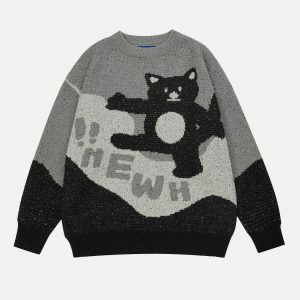 retro bear pattern sweater urban chic & quirky 2693