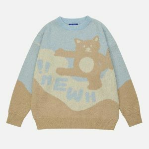retro bear pattern sweater urban chic & quirky 4887