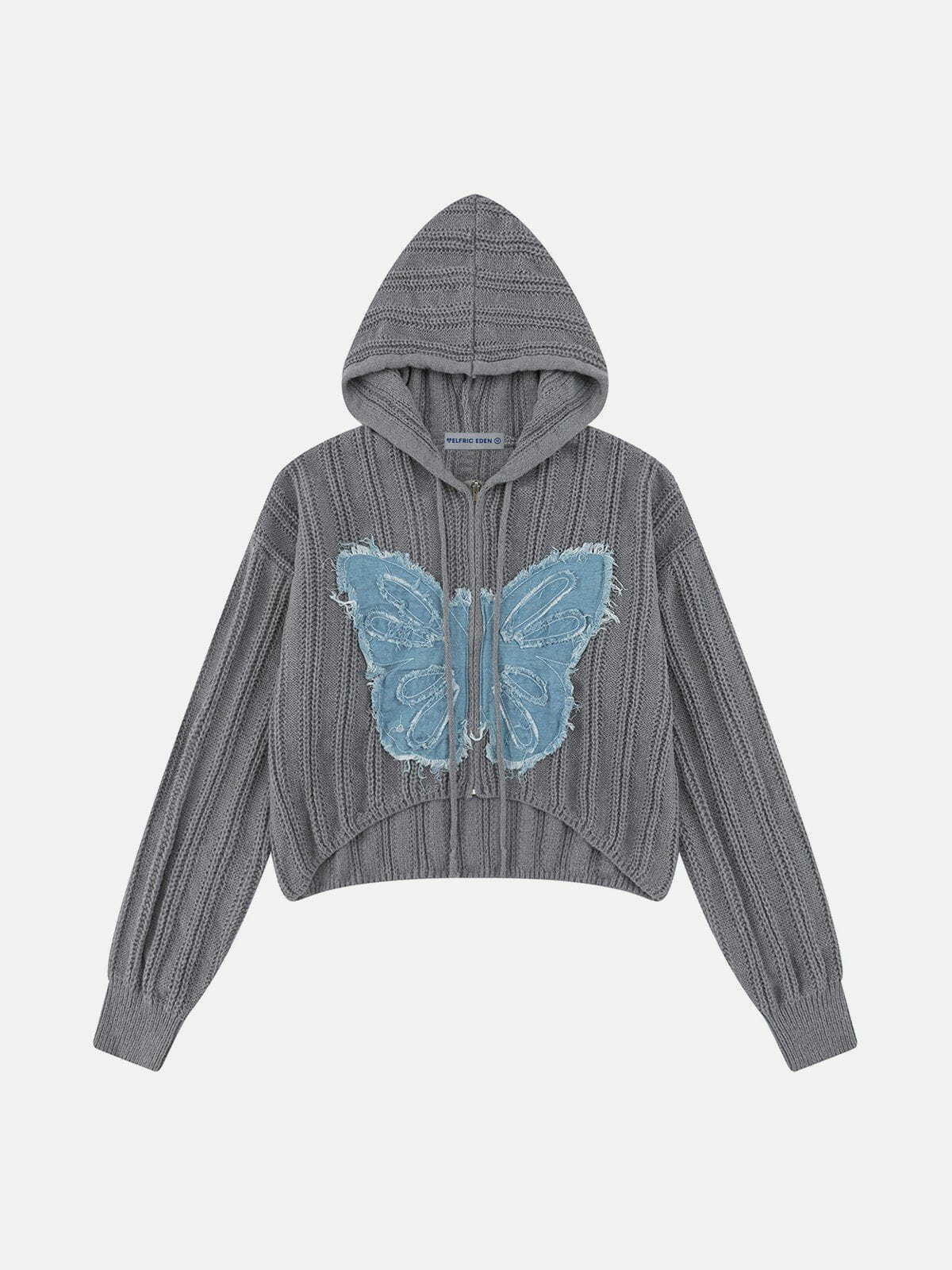 retro butterfly knit hoodie urban streetwear 4131