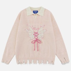 retro butterfly sweater vibrant y2k fashion 5294