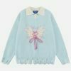retro butterfly sweater vibrant y2k fashion 6884