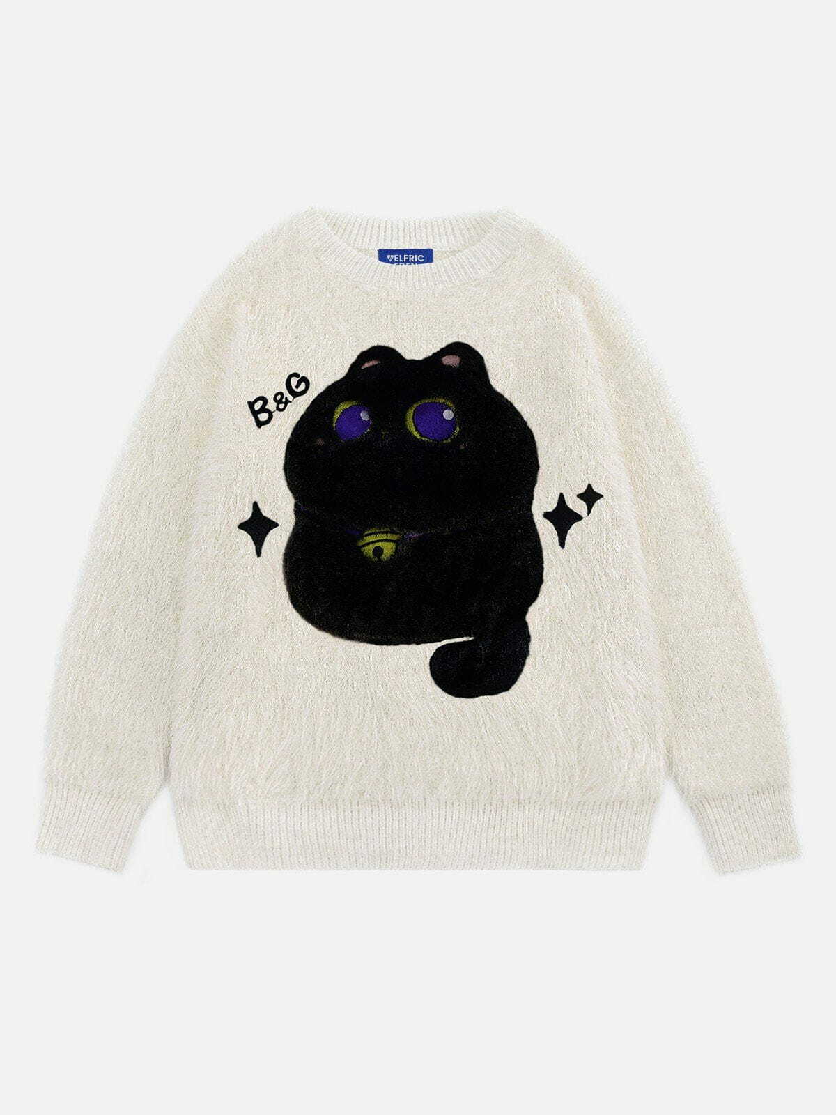 retro cartoon cat sweater edgy & vibrant streetwear 4632