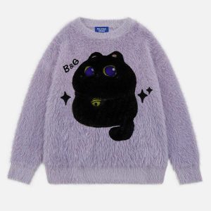retro cartoon cat sweater edgy & vibrant streetwear 4969