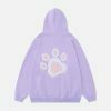 retro cat paw embroidery hoodie urban chic 3681