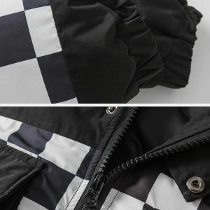 retro checkerboard coat with large pockets   winter chic 2012
